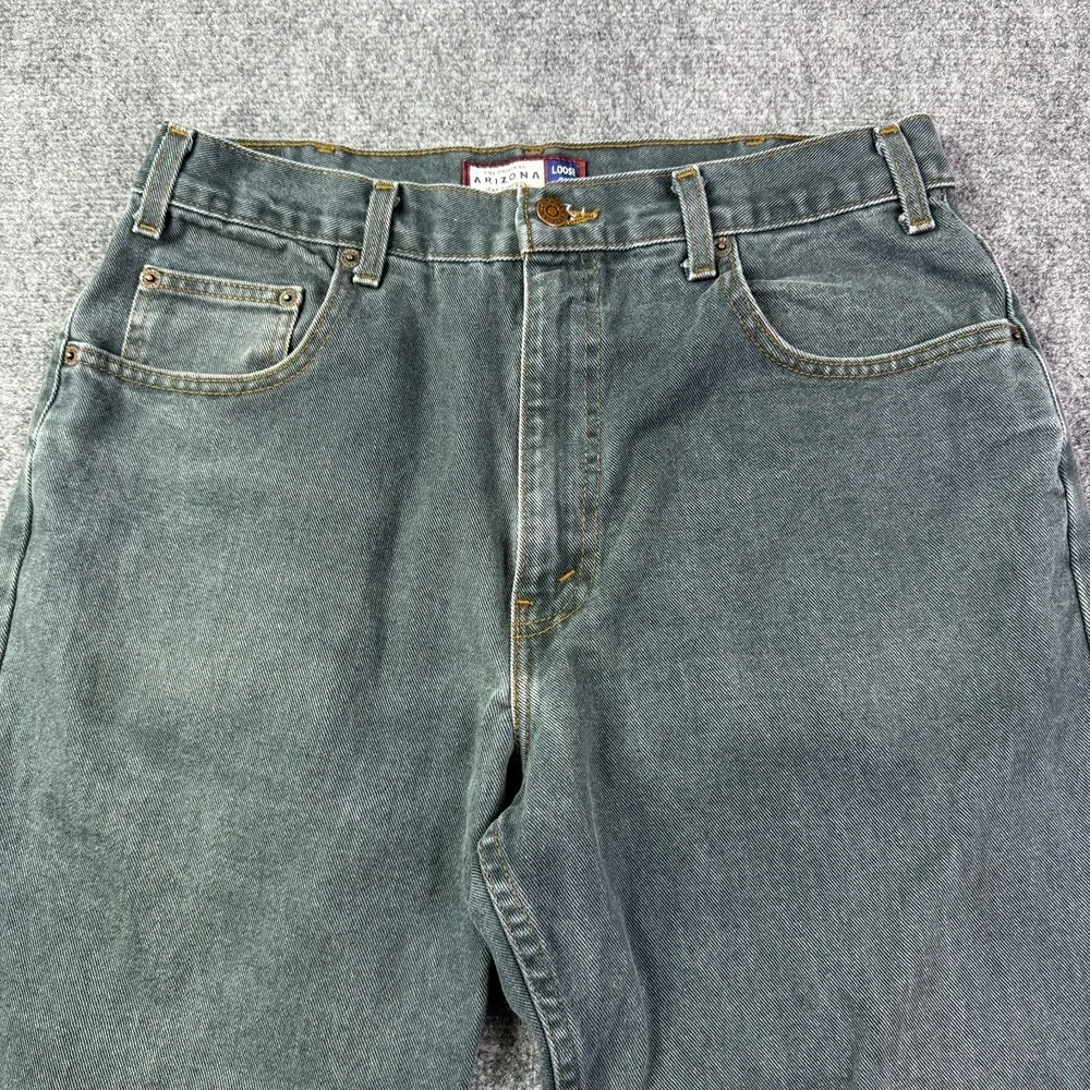 Arizona Mens Loose Fit Jeans 32x33 Green Baggy Straight Y2K Skater Vintage